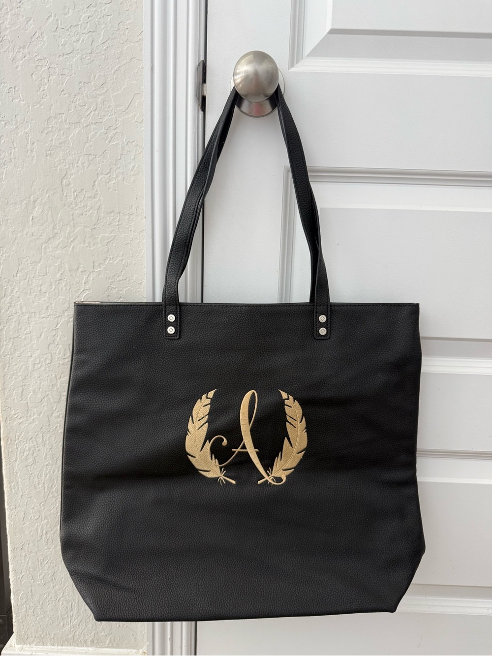 thirty-one Black Tote with Gold A 
Monogram